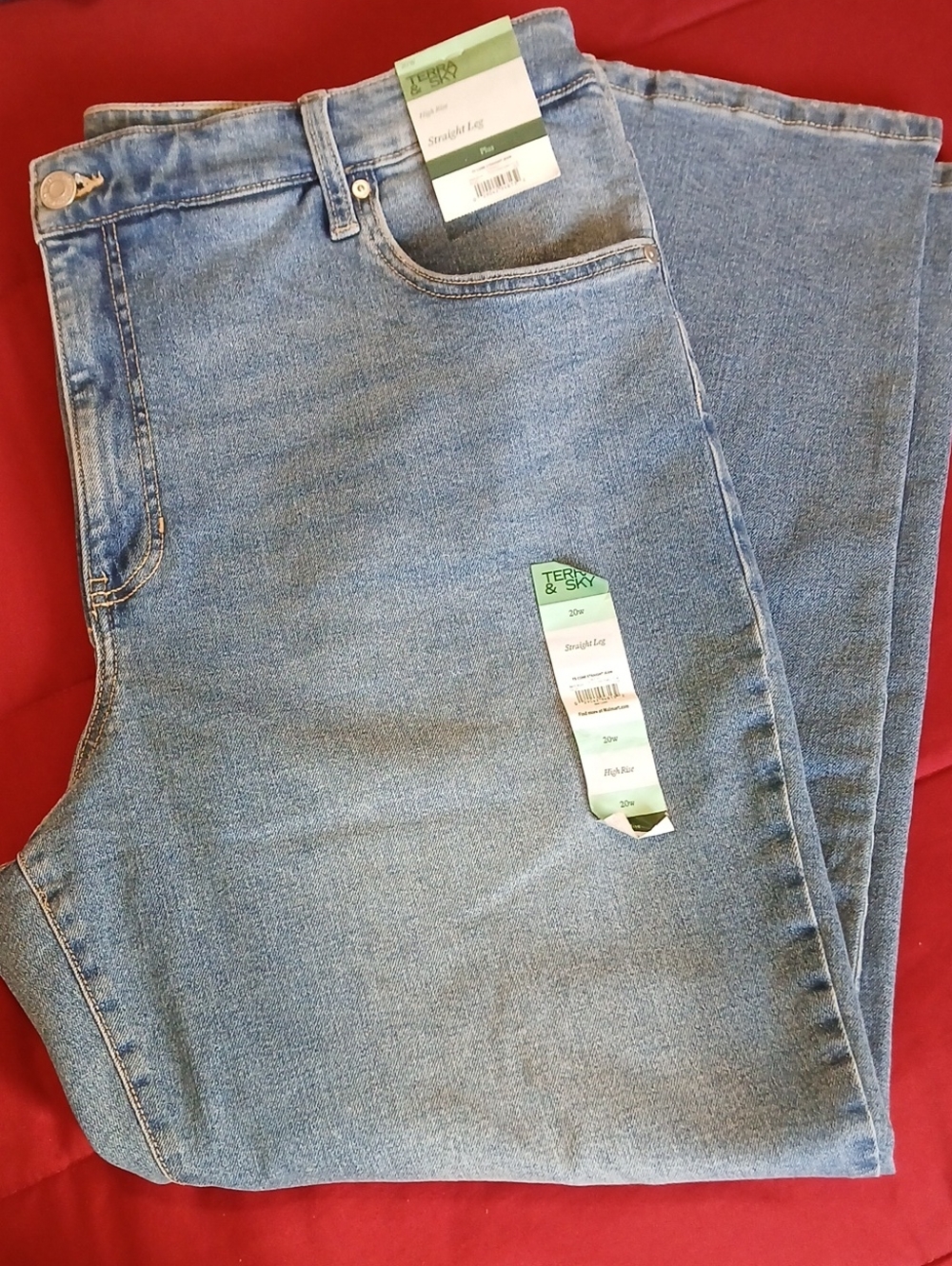 Terra & Sky 20W Light Blue Straight Leg Women's Jeans - Picture 1 of 14